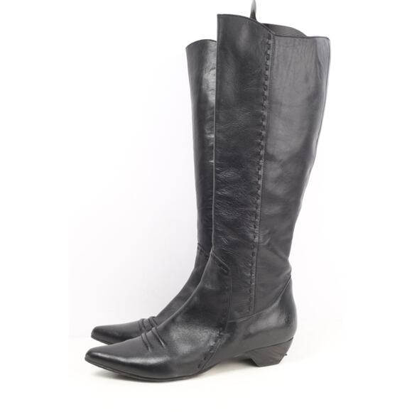 JOHN FLUEVOG Britney Black Leather Knee High Western Cowgirl Boots Size 10.5 - Picture 5 of 16